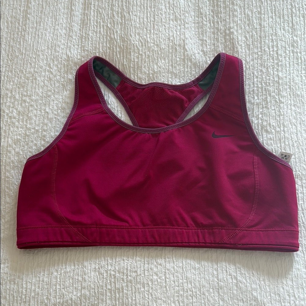 Nike Dark Pink Sports Bra with Racerback Design